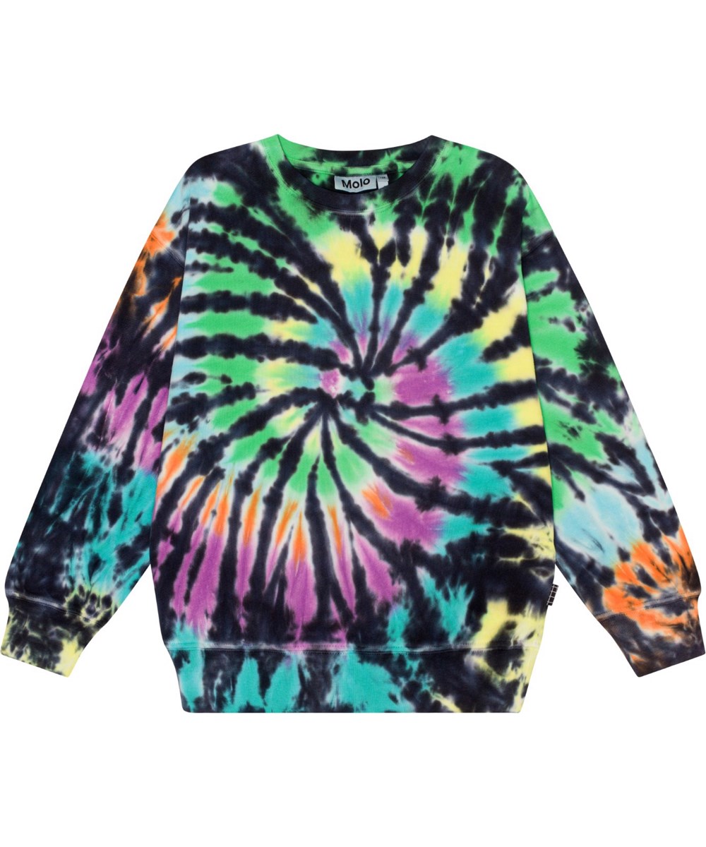Memphis - Colourful Dye - Kleurrijke biologische sweater met tie-dye print