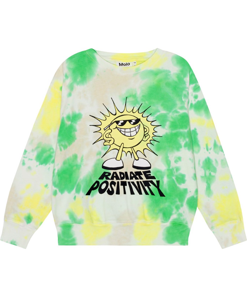 Memphis - Garden Dye - Biologische sweater in geel en groene tie-dye