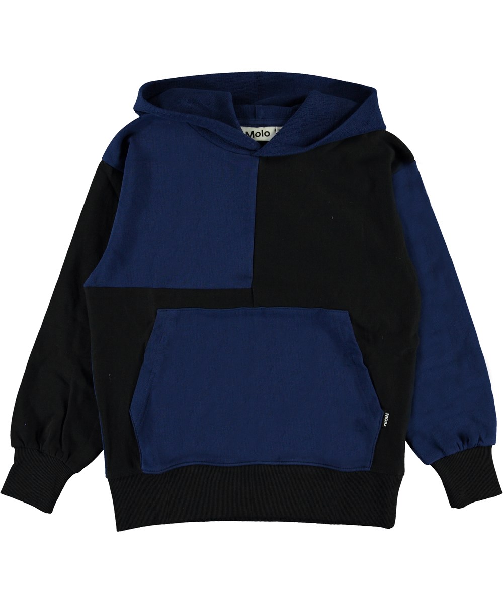 Meqo - Ink Blue - Biologische hoodie in blauwe en zwart