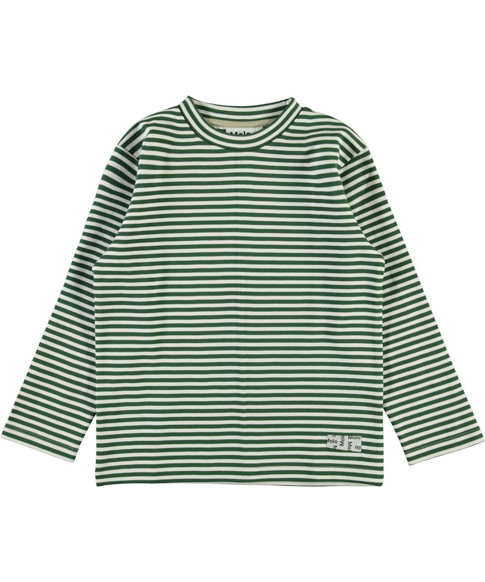 Mikhail - Green Stripe - Groene en witte gestreepte biologische shirt