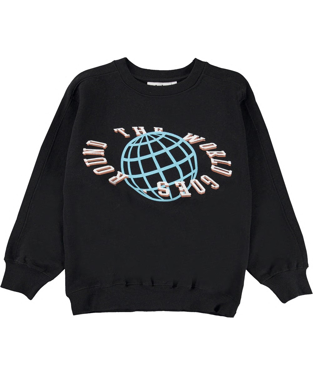 Mir - Black - Zwarte sweater met Aarde print