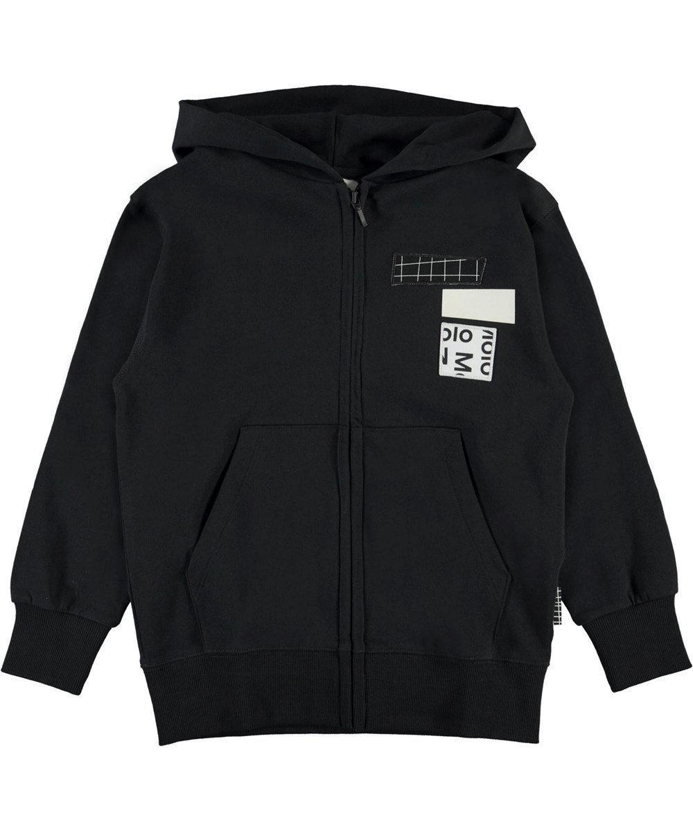 Mok - Black - Zwarte biologische sweater met rits