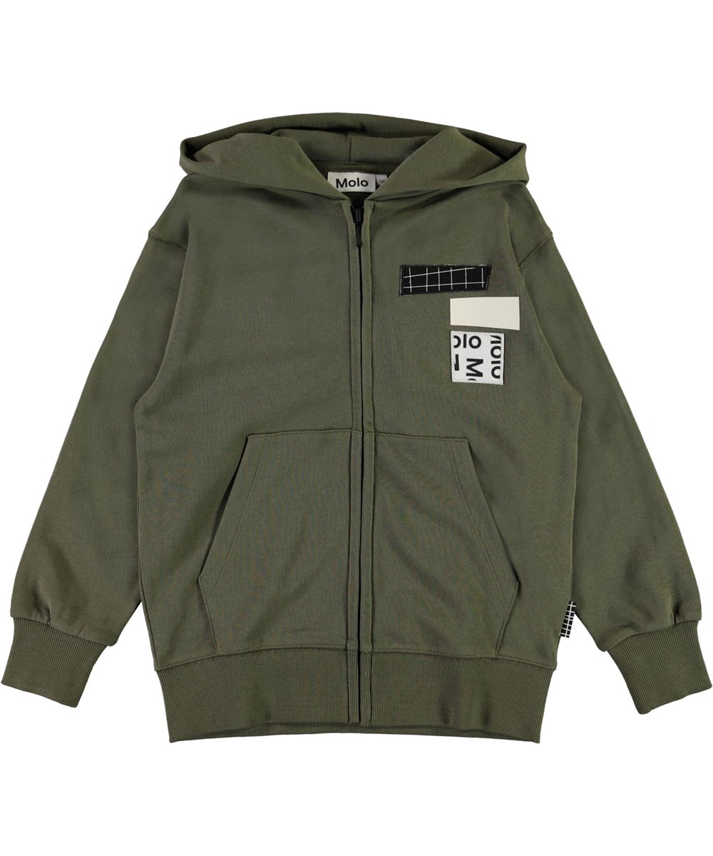 Mok - Vegetation - Groene biologische sweater met rits