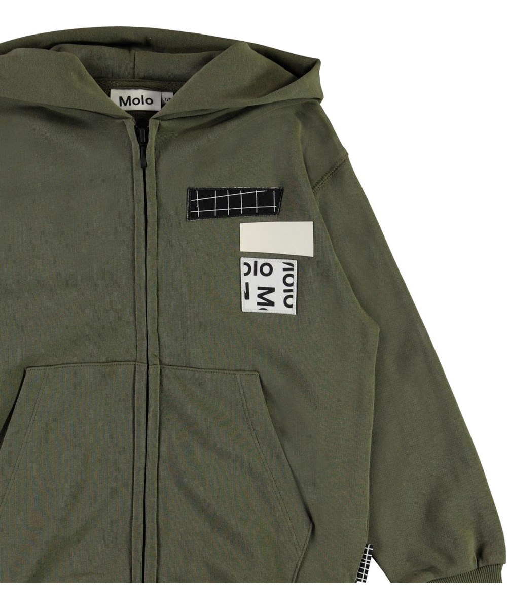 Mok - Vegetation - Groene biologische sweater met rits