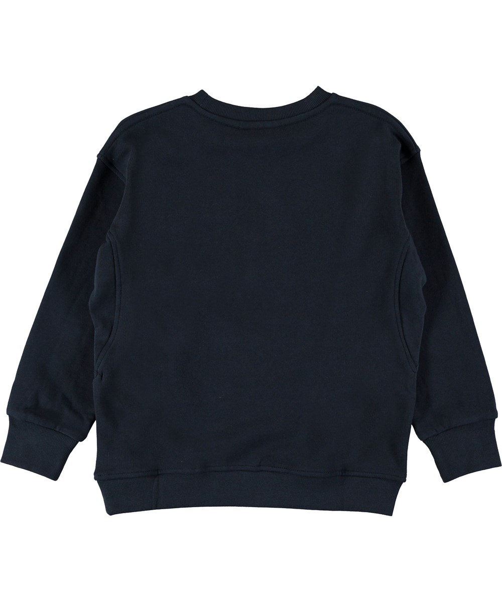 Mons - Carbon - Blauw trui met tekst.