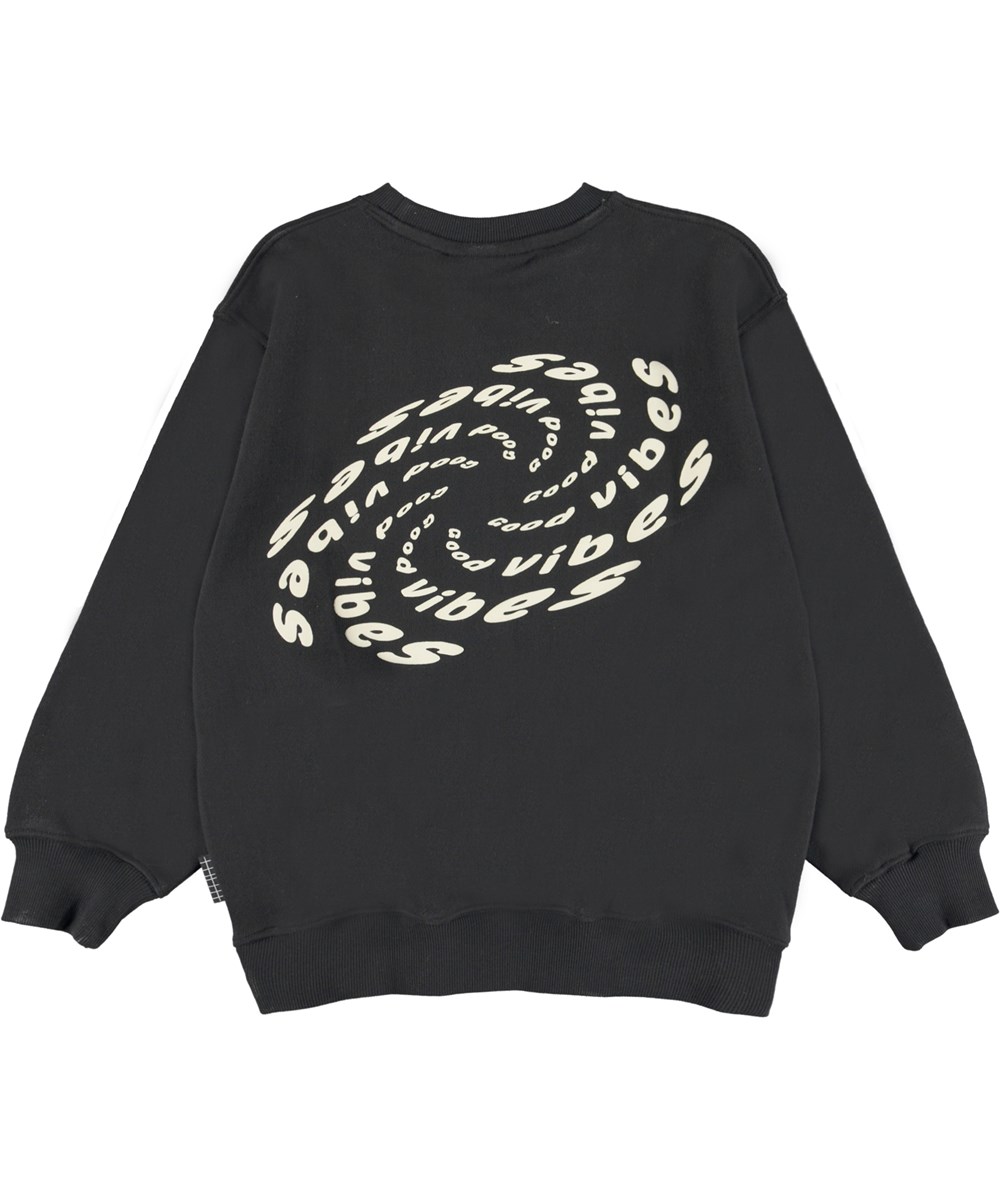 Monti - Black - Zwarte biologische ‘Good vibes’ sweater