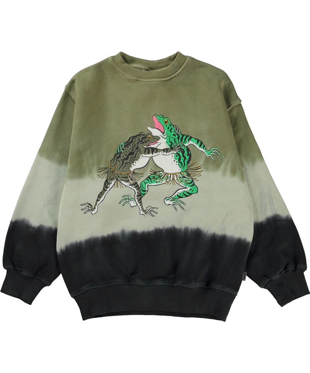 Monti - Wrestling Frogs Dye - Groene trui met een print van worstelende kikkers