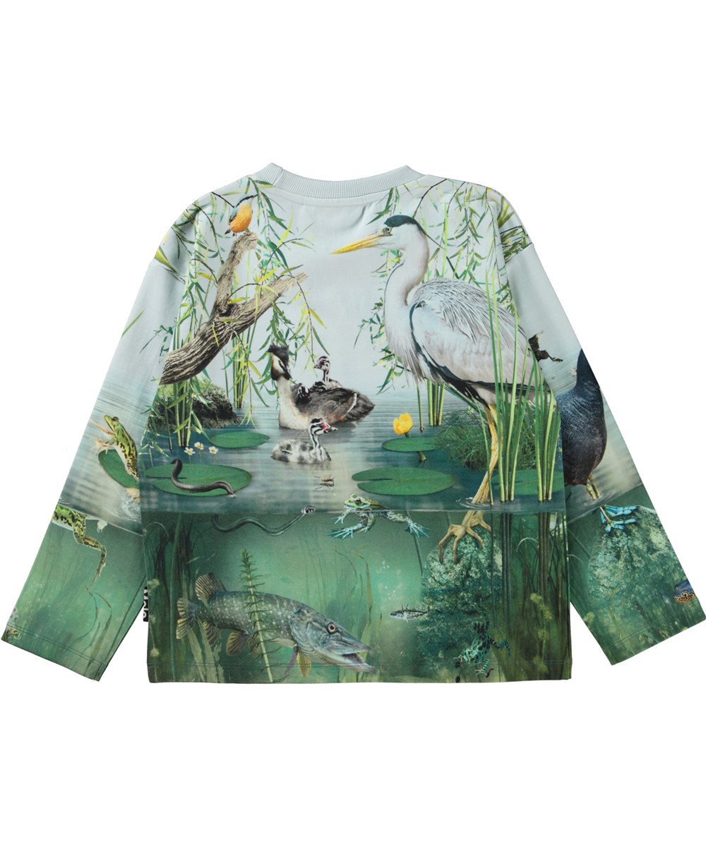 Mountoo - At The Pond - Biologische sweater met vijver en dierenprint