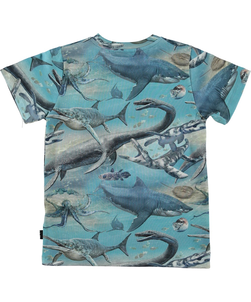 Ralphie - Ancient Seas - Blauwe t-shirt met haaien en octopussen 