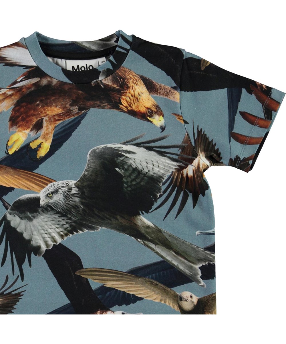 Ralphie - Birds - Blauwe biologische t-shirt met vogels