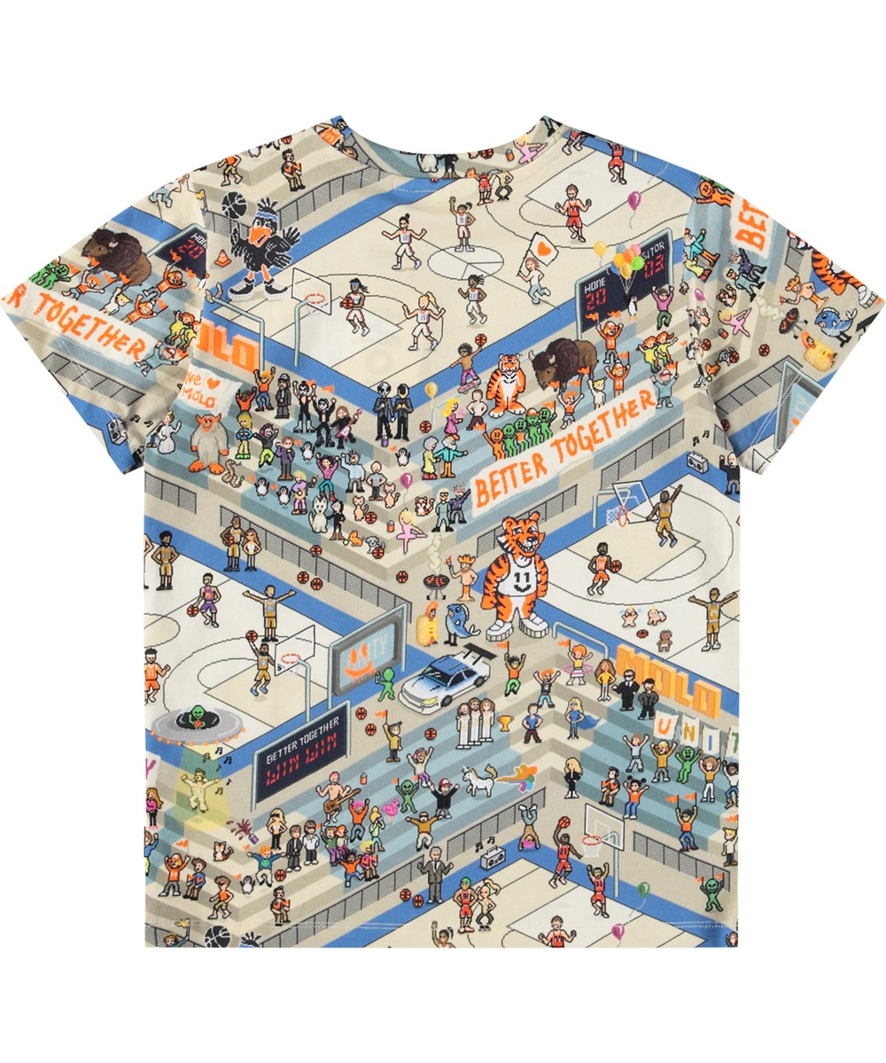 Ralphie - Pixel Basket - Kinder T-shirt gemaakt van biologisch katoen met een print