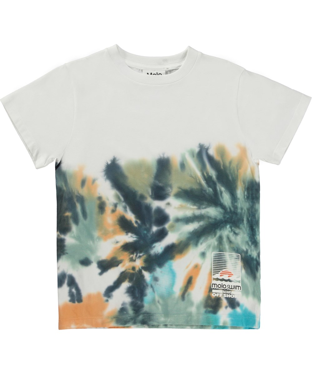 Rame - Faded Tie Dye - Wit biologisch t-shirt met batikpatroon