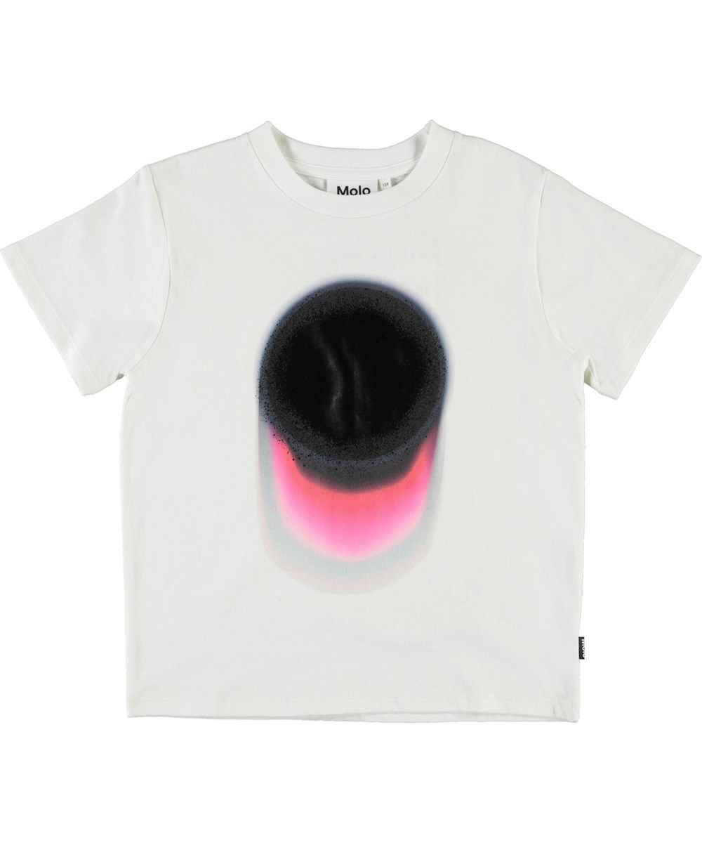 Rame - Spray Blob - Witte t-shirt met zwarte en roze print