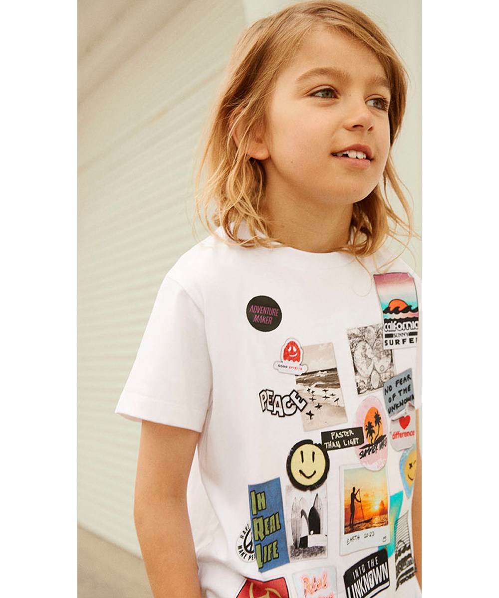 Rame - Stickers - Witte biologische t-shirt met stickers print