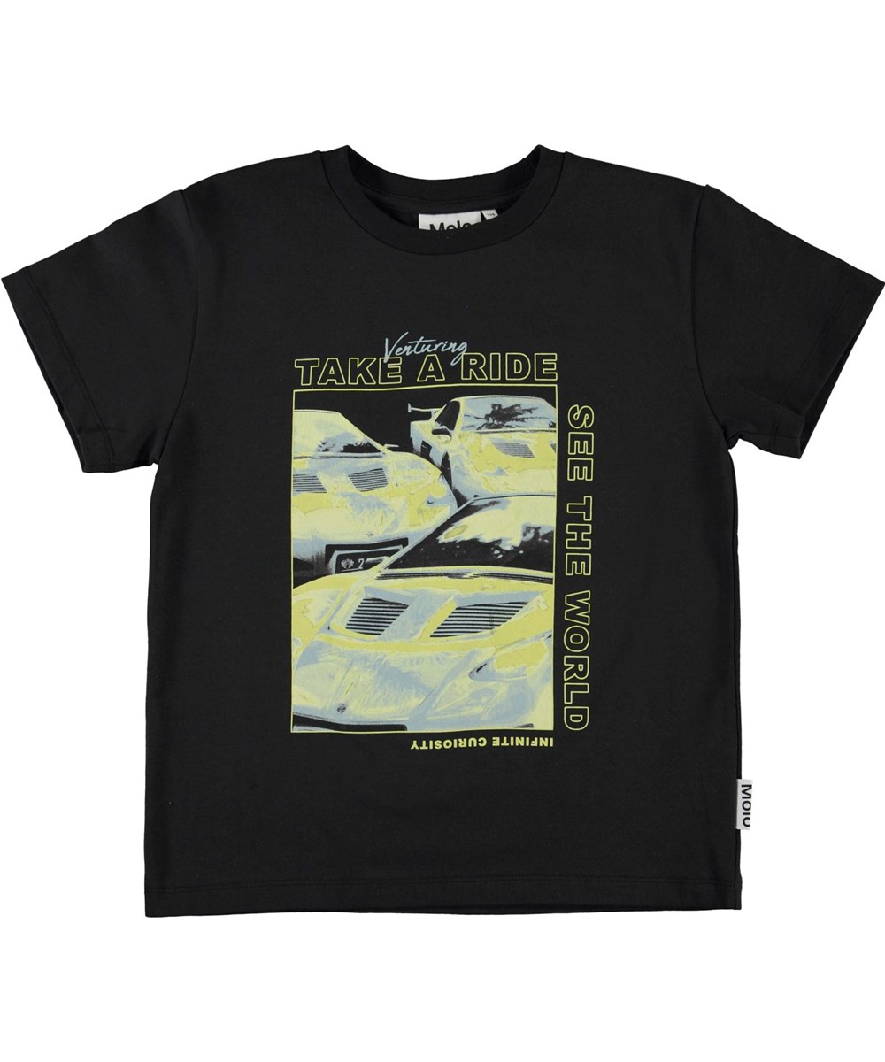 Rame - Techno Car - Zwarte biologische t-shirt met autoprint