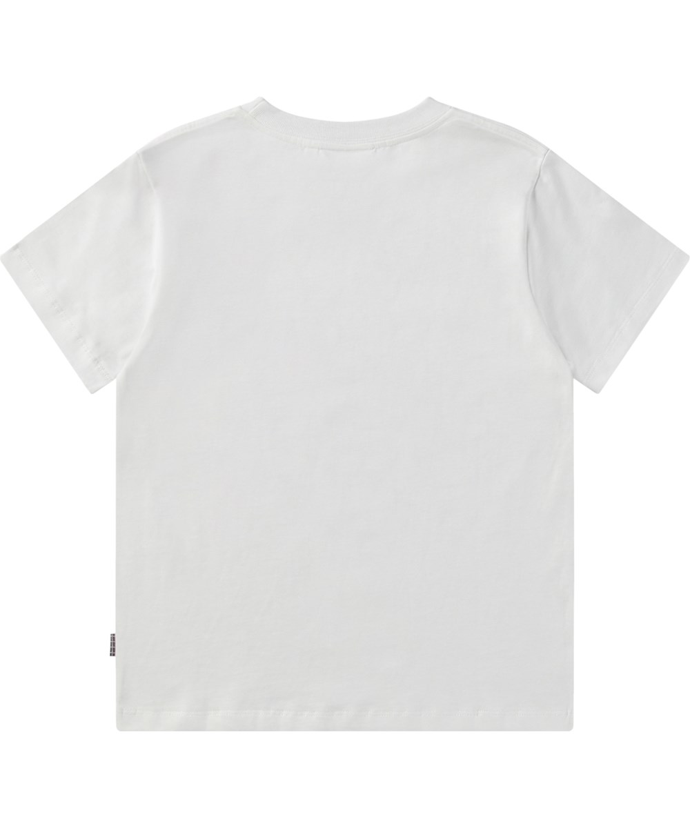 Rame - Tile Happy - Wit kinder t-shirt van biologisch katoen met korte mouwen en ribboord rond de hals.