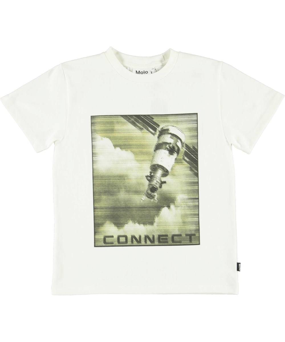 Rame - White Star - Witte biologische t-shirt met print van ruimteschip