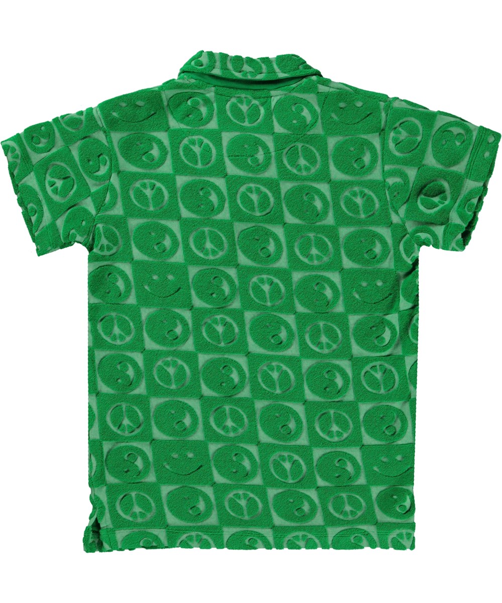 Randel - Bright Green - Groene badstoffen polo met patroon