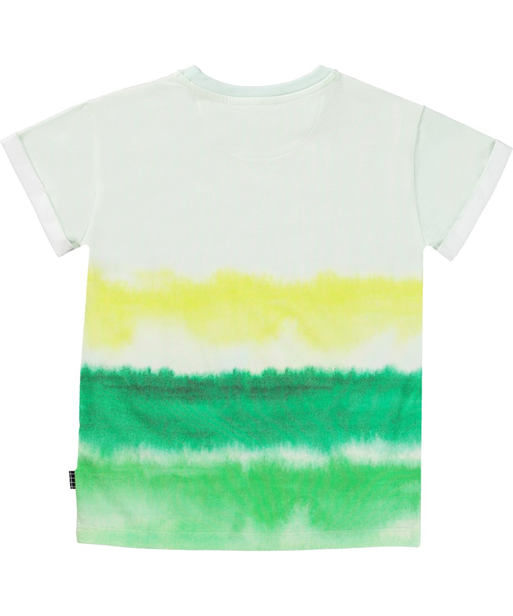 Randon - Aqua Green - Witte t-shirt van biolgische katoen met aquarel print