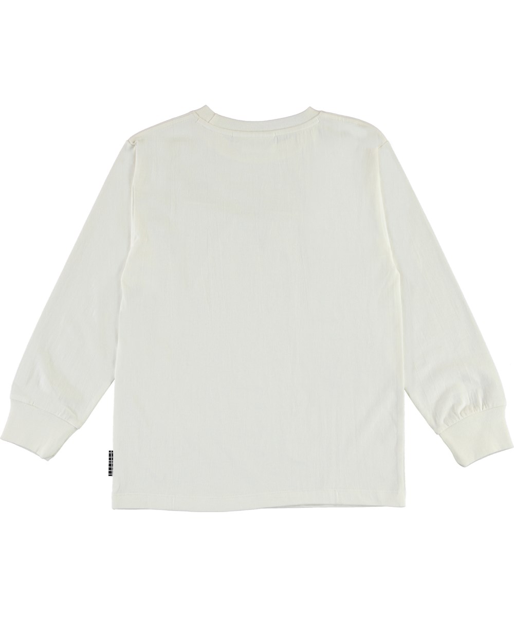 Rasmono - White Star - Witte biologische trui met logo en streep