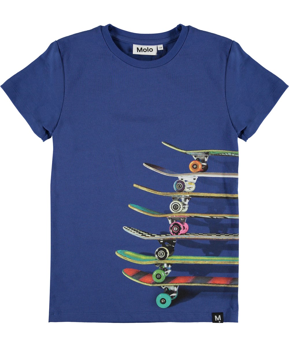 Raven - Skateboards Blue - Blauwe t-shirt met skateboards