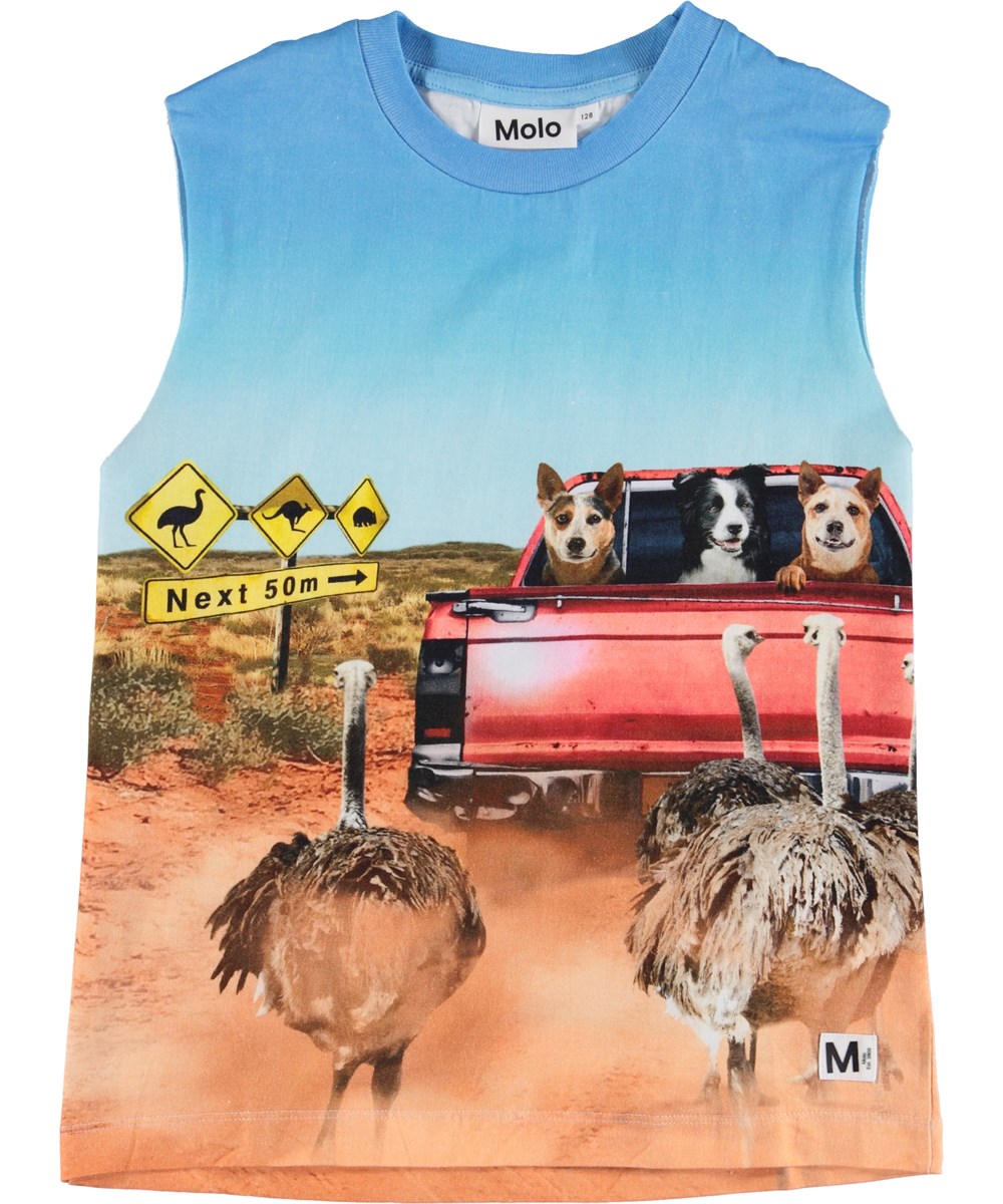 Ray - In The Bush - Tanktop met struisvogels en honden.