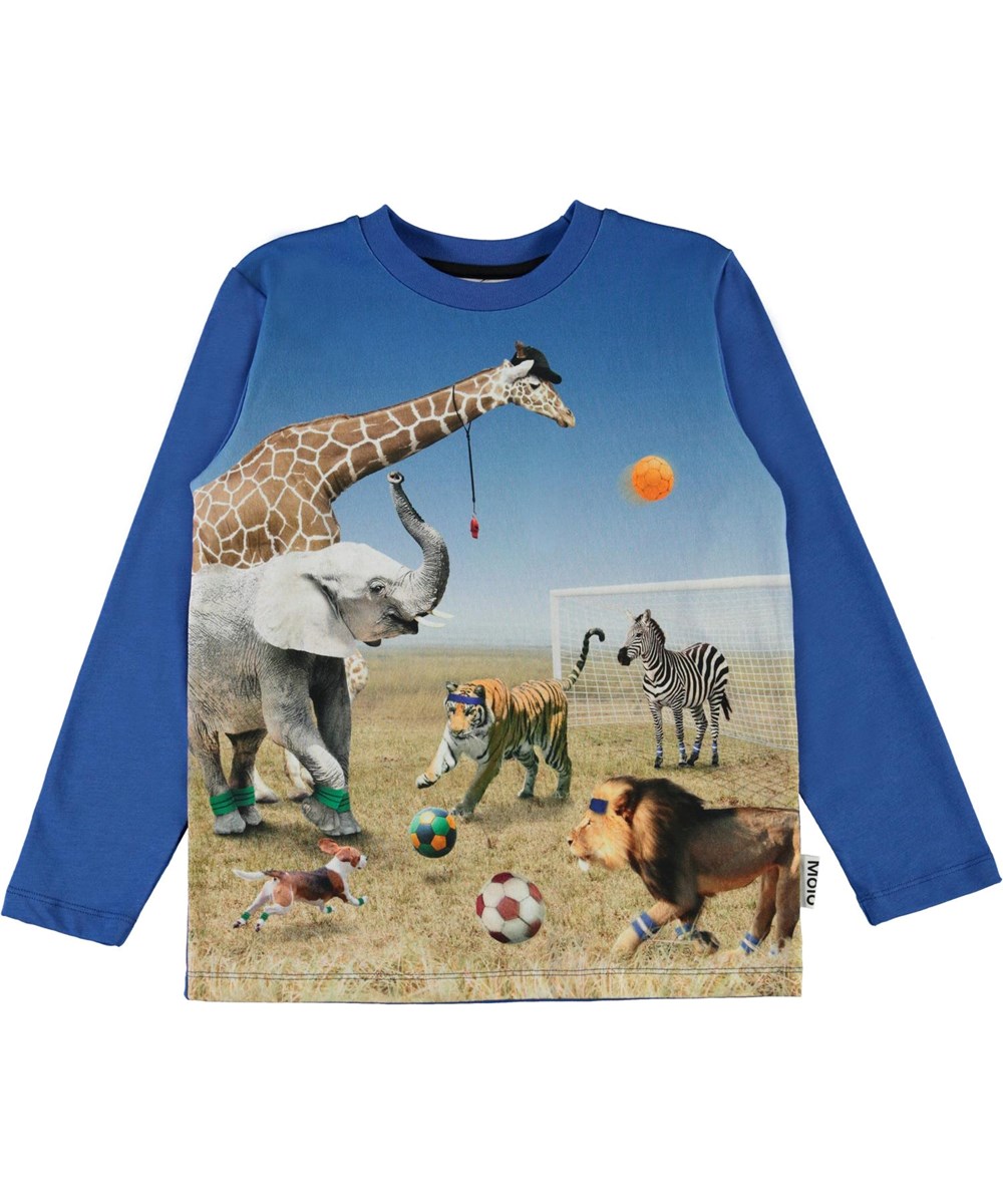 Reif - Football Game - Blauwe shirt met voetballende dieren