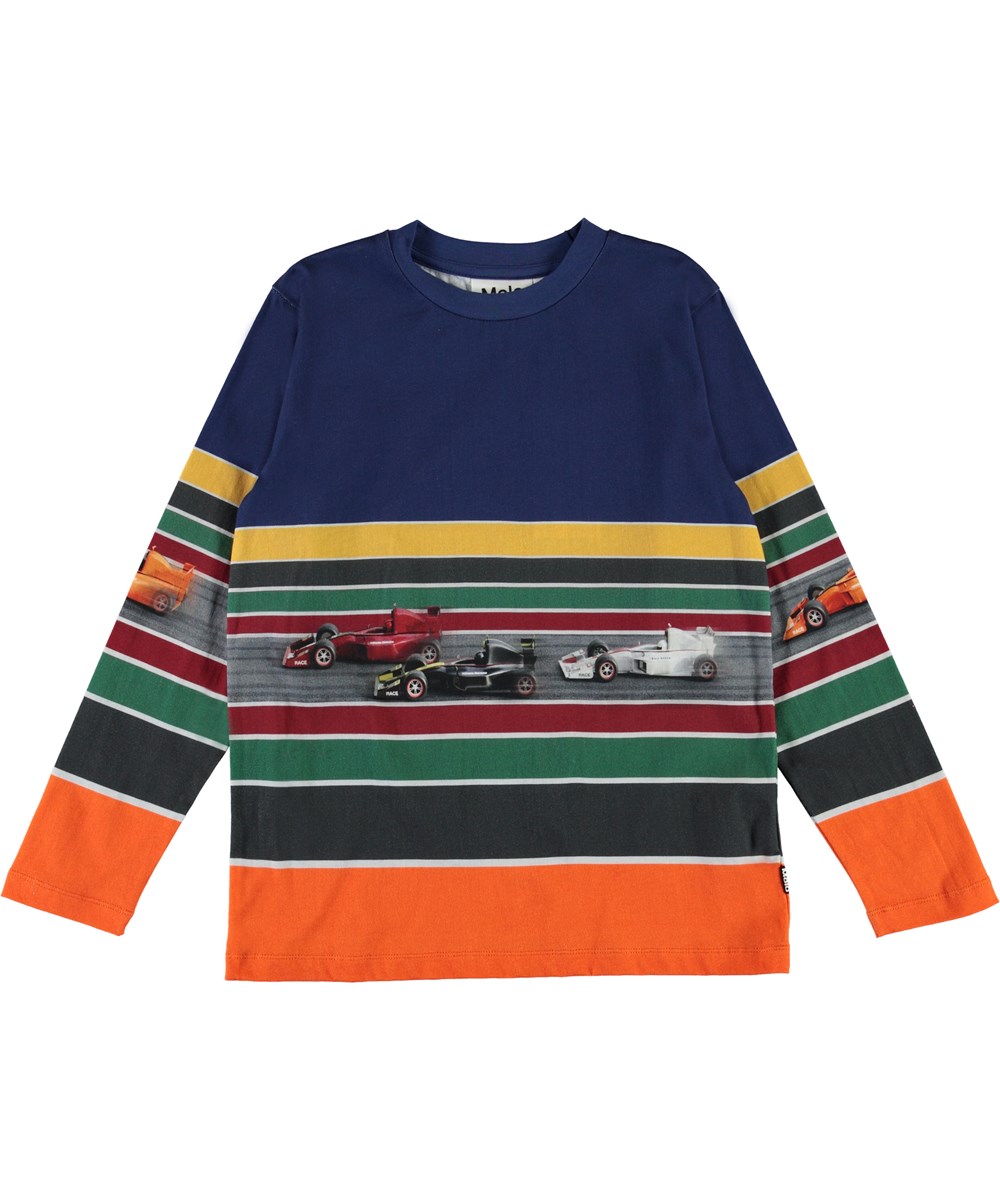 Reif - Full Speed Track - Biologische gestreepte shirt met race auto’s