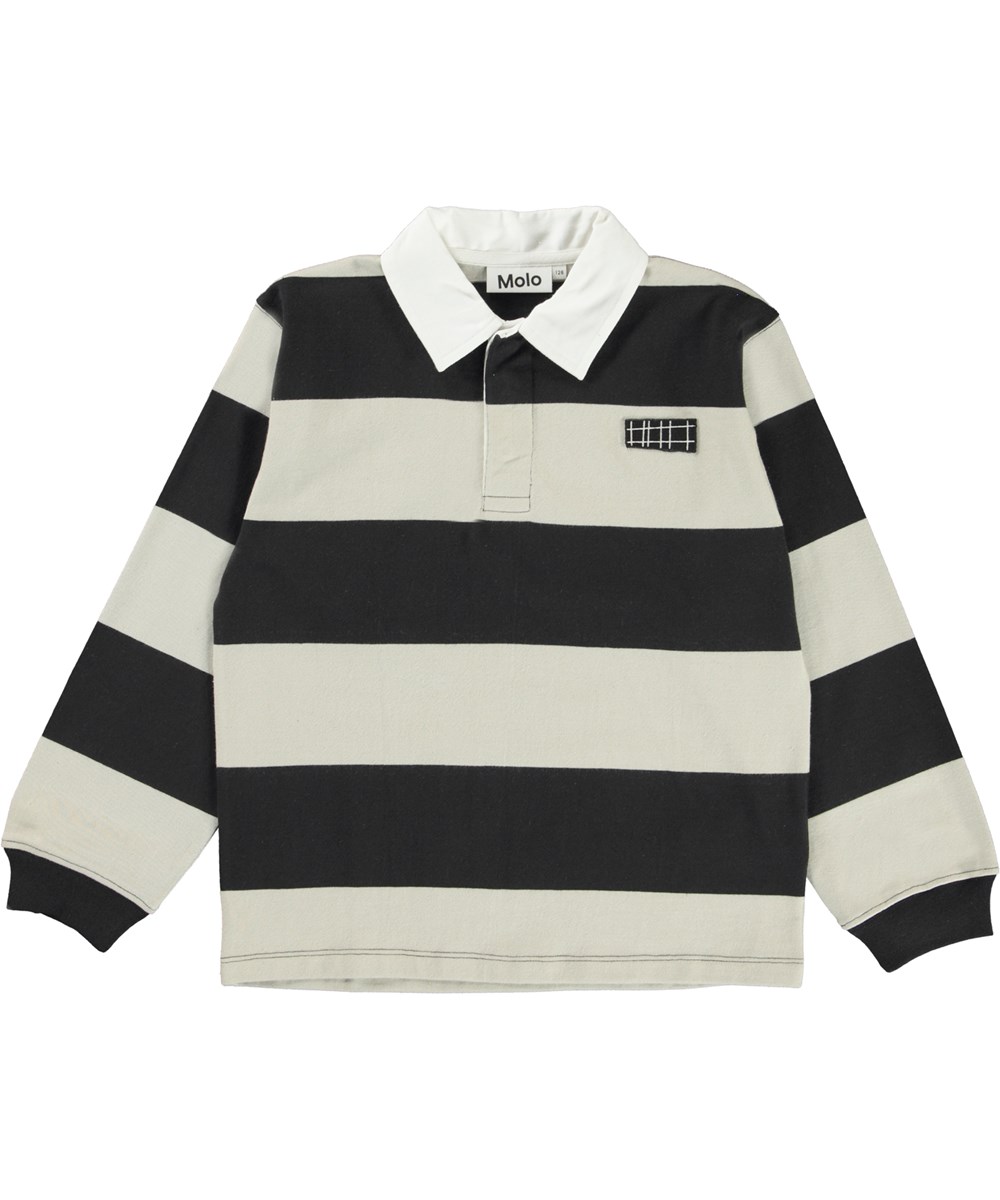 Relz - Moon Stripe - Zwart en wit gestreepte biologische polo