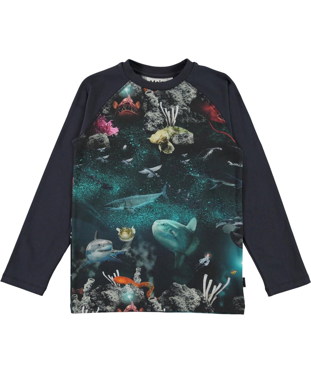 Remington - Deep Sea - Blauwe biologische shirt met oceaanprint