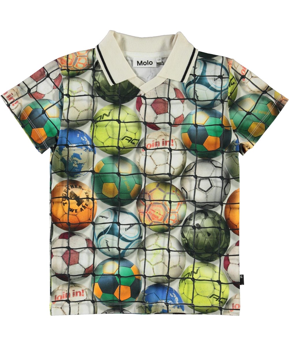 Ren - Footballs - Biologische poloshirt met voetballen