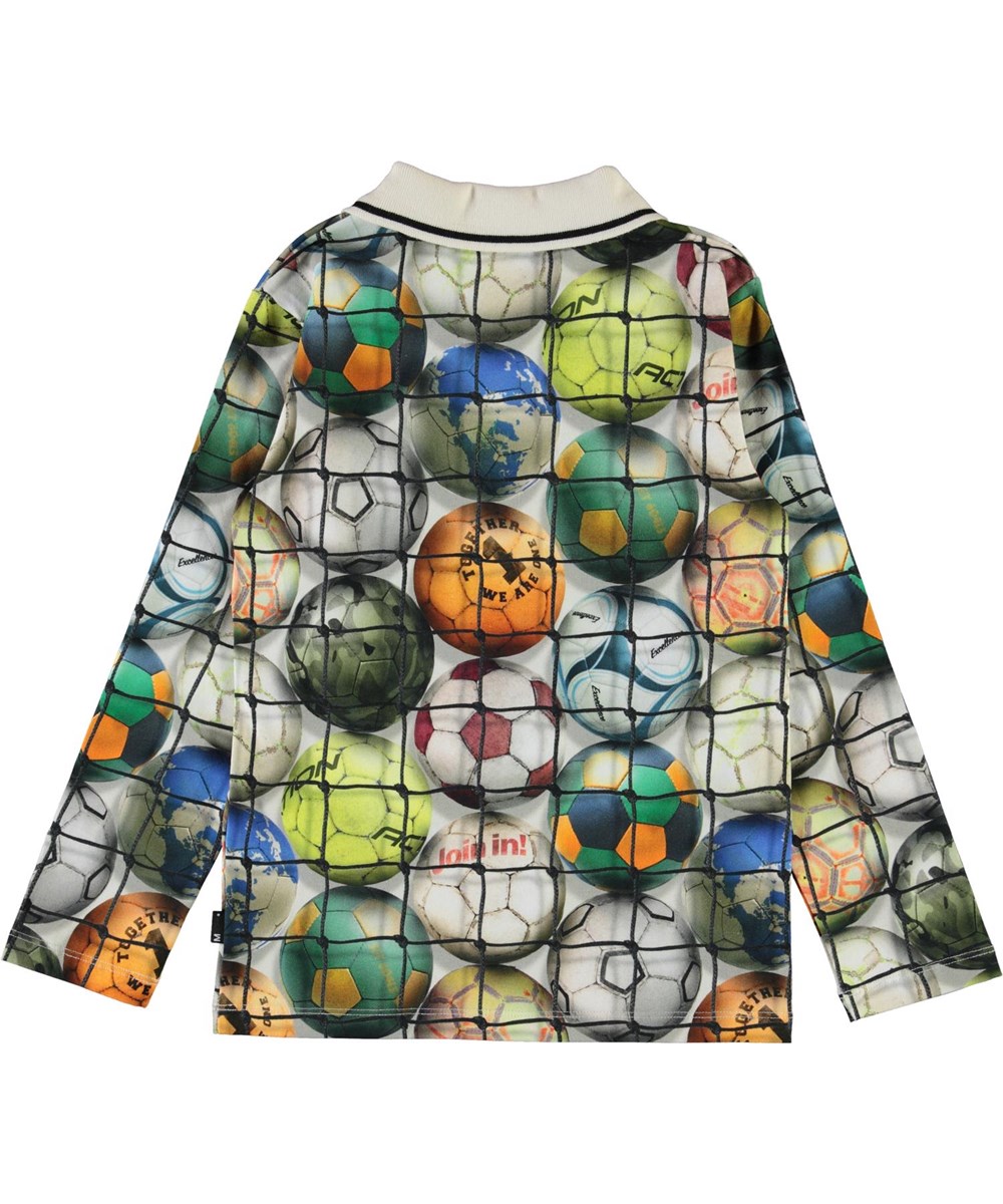 Renomi - Footballs - Biologische poloshirt met lange mouwen en voetballen