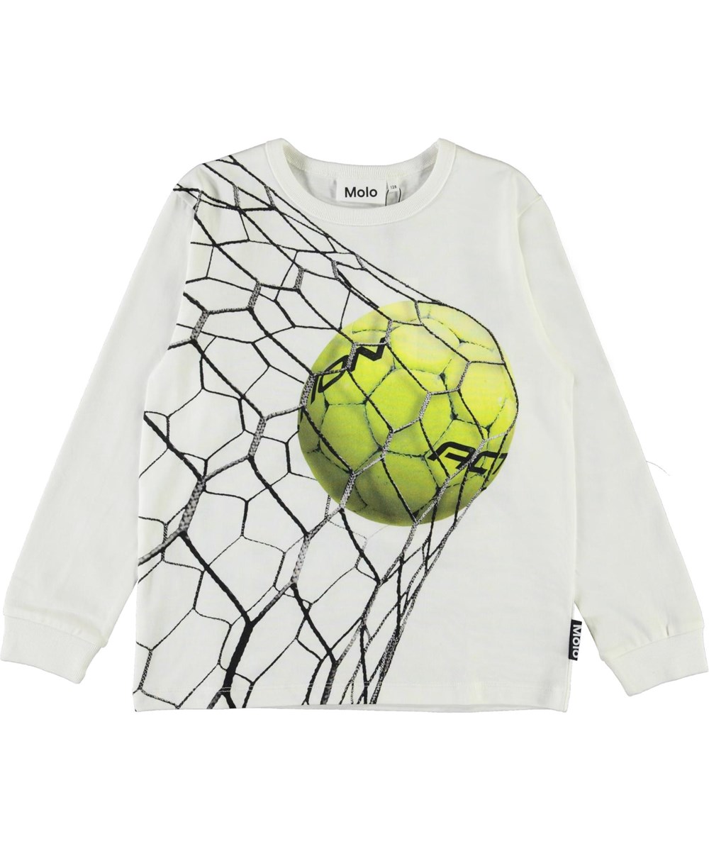 Rez - Action - Witte biologische sweater met een voetbalprint