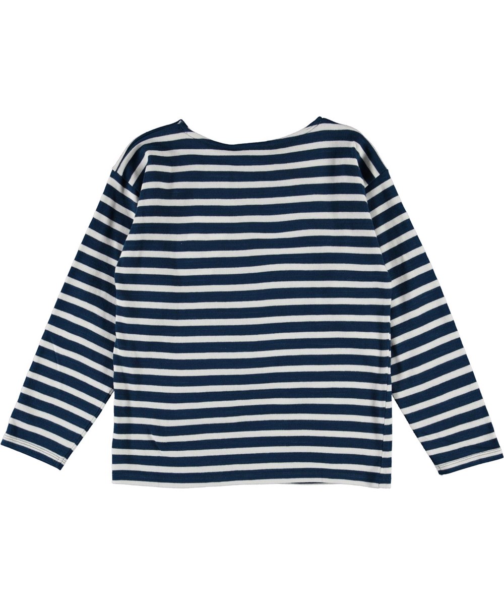 Rilder - Sea Breton - Blauwe en witte gestreepte biologische shirt