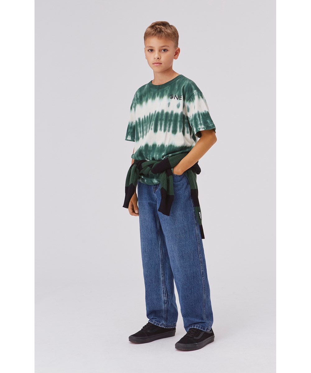 Riley - Eden Moon - Biologische t-shirt met groene tie dye print