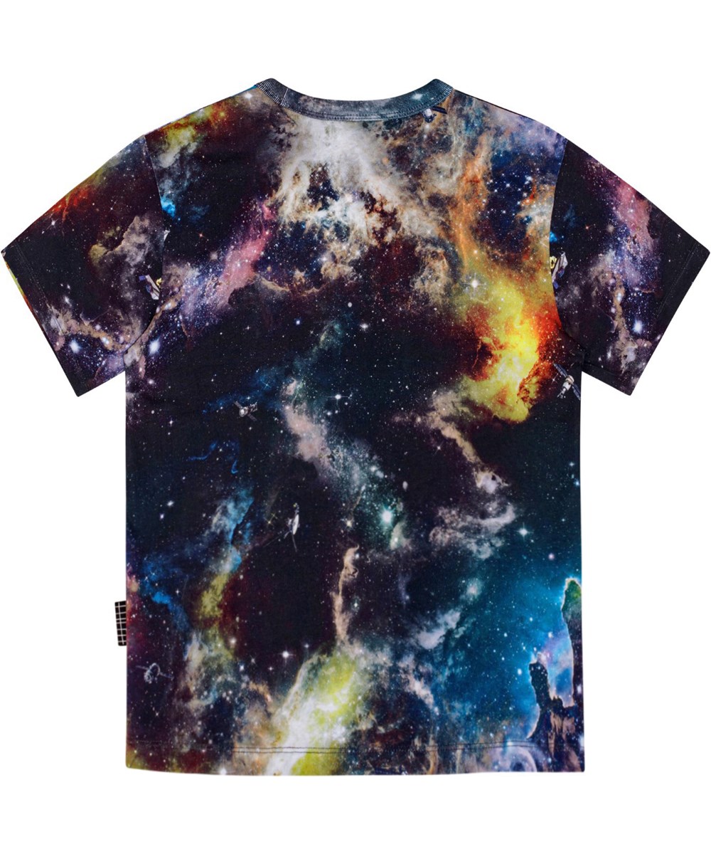Riley - Out There - Kleurrijke t-shirt van biologisch katoen met een all-over ruimteprint.