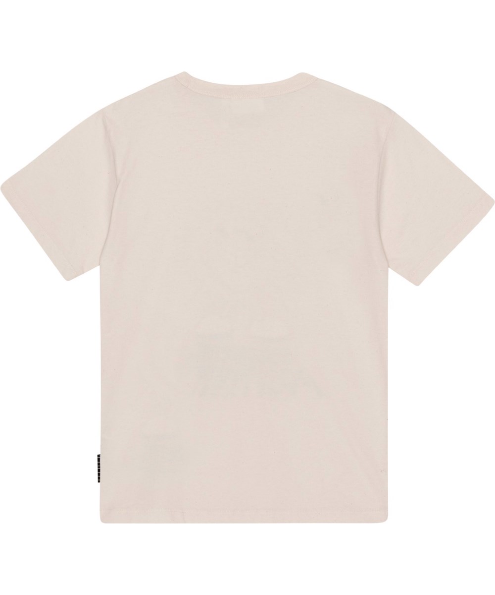 Riley - Positive Sun - Lichte naturelkleurige biologische t-shirt met getekende zonprint