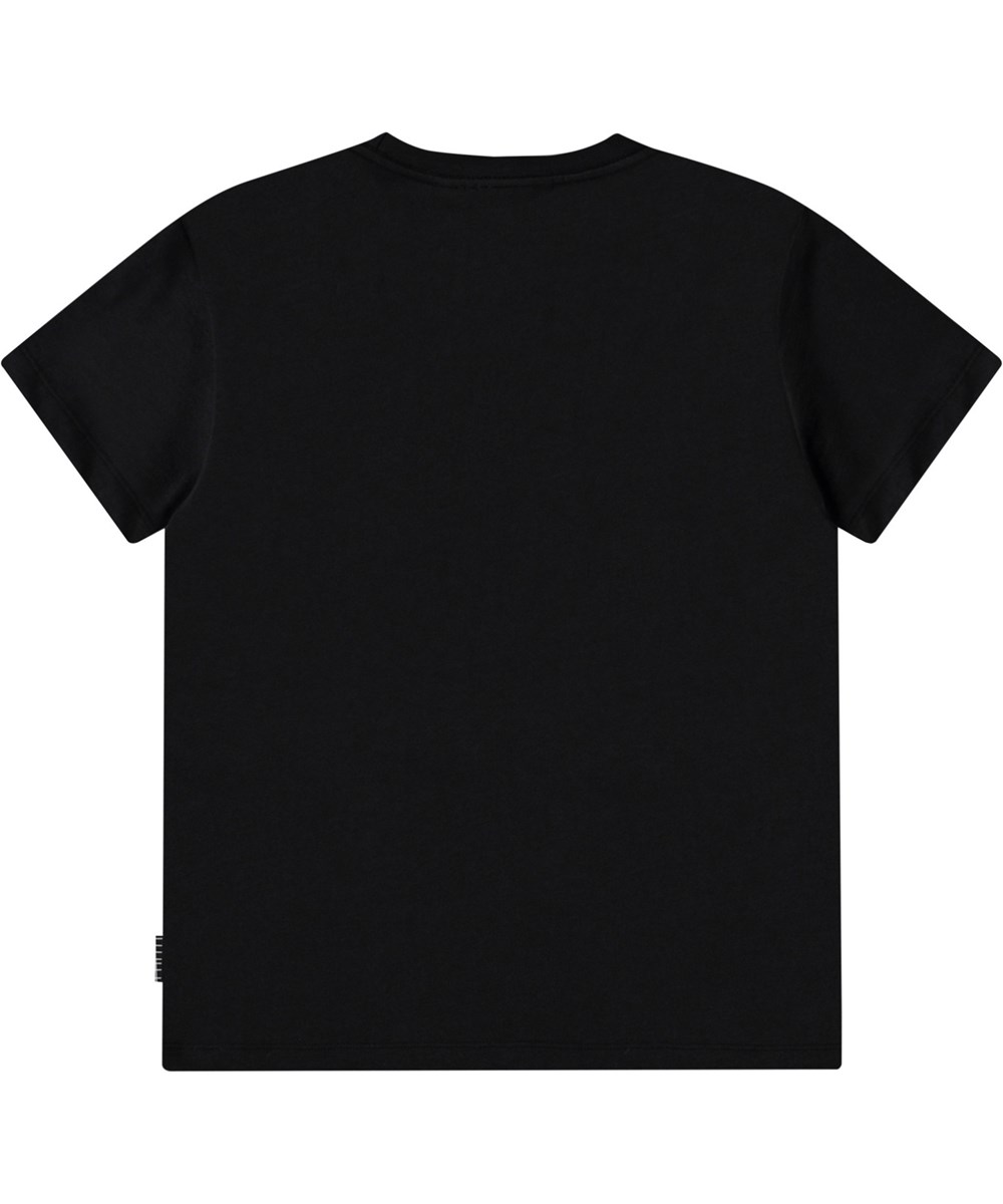 Riley - Black - Kinder t-shirt in zacht biologisch katoen met korte mouwen en ribboord rond de hals.