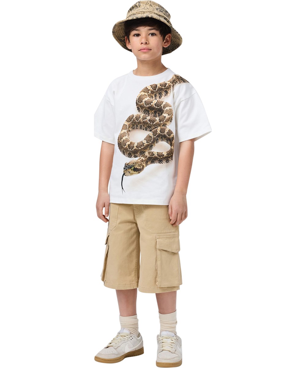 Rillo - Rattle Snake - Wit kinder T-shirt gemaakt van biologisch katoen