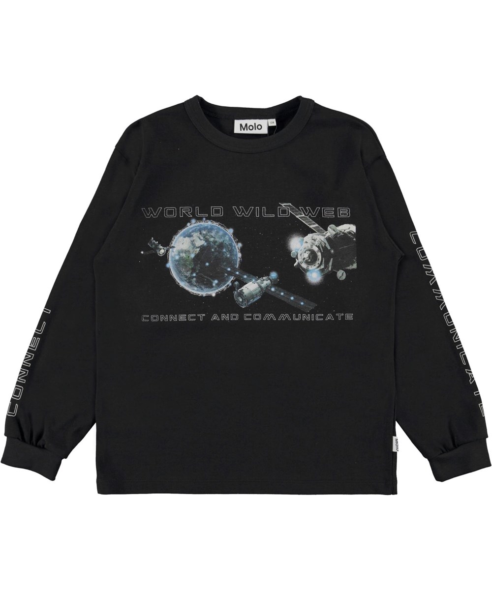 Rin - Black - Zwarte biologische shirt met het World Web