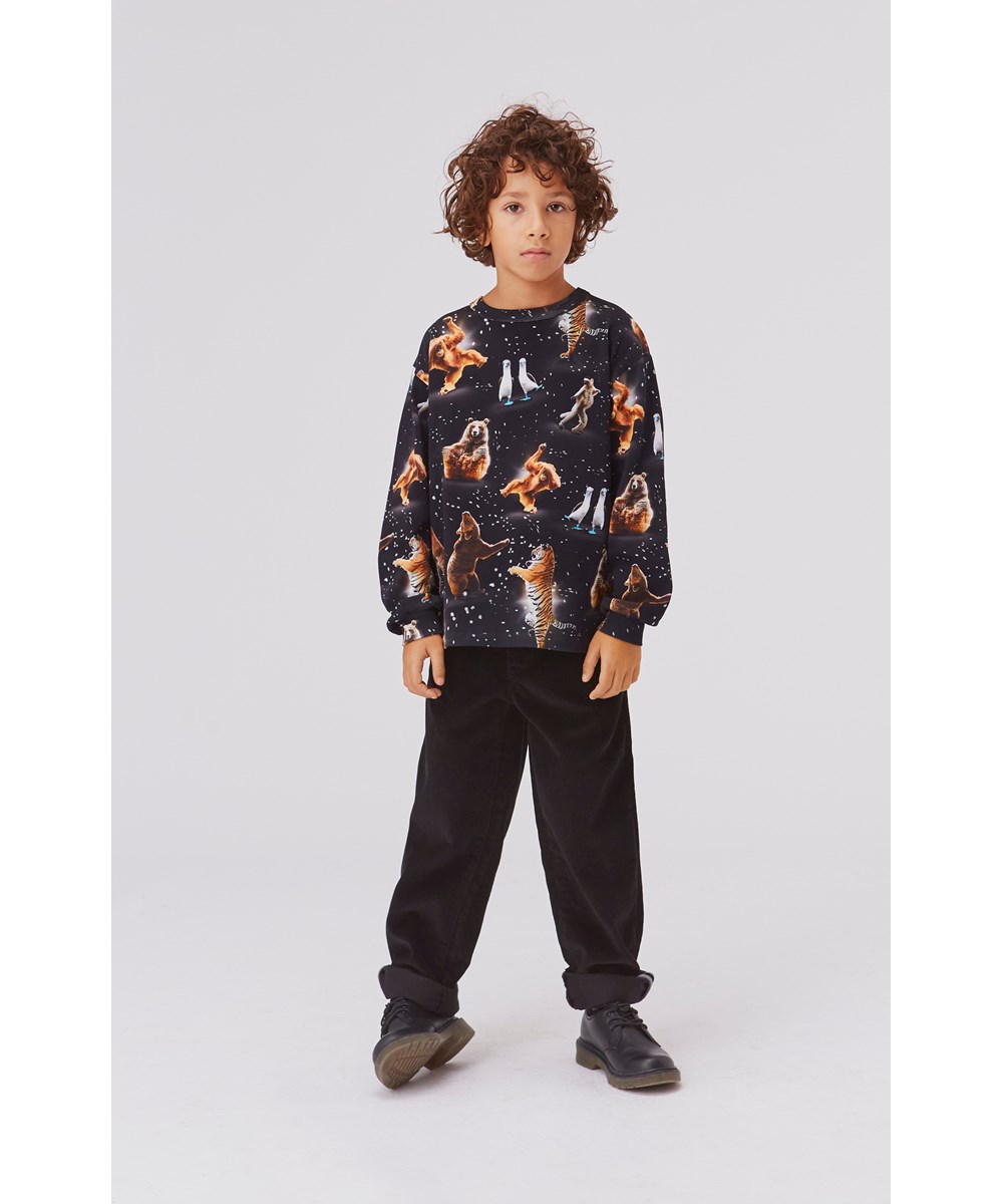 Rin - Party Animals - Zwarte biologische sweater met feestende dieren