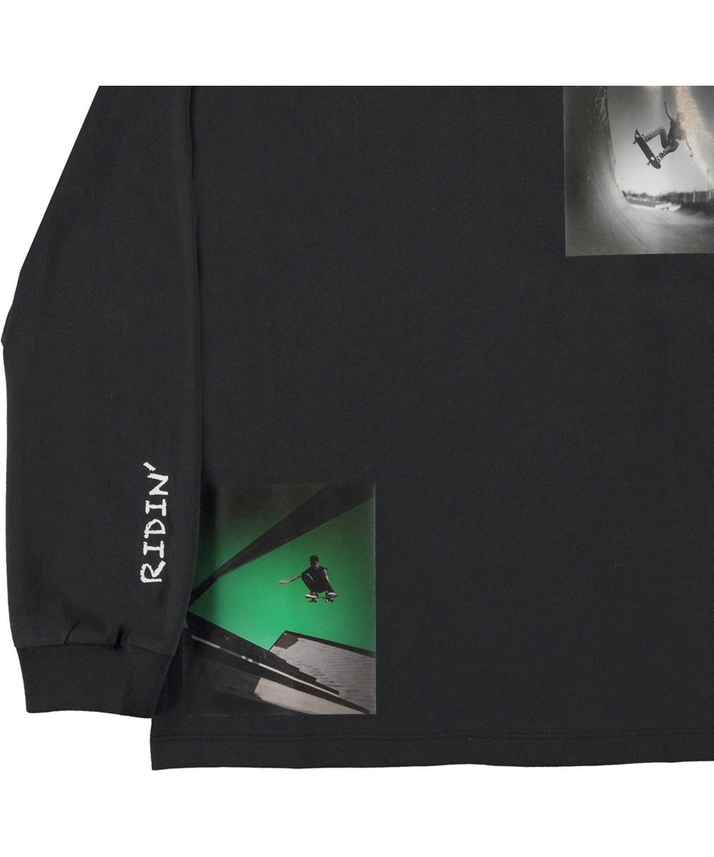 Rin - Skate Collage - Zwarte biologische shirt met skaterprint