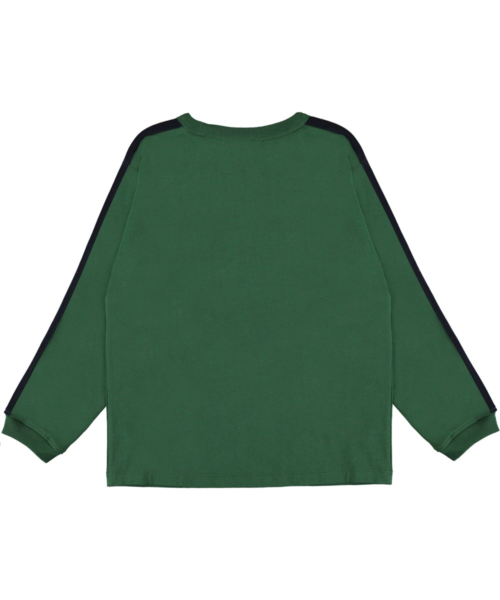 Rinny - Eden - Groene biologische sweater met strepen op de mouwen