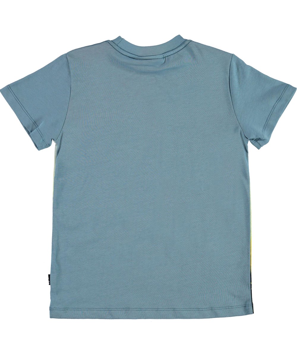 Road - Flying - Blauwe biologische t-shirt met vliegtuigprint