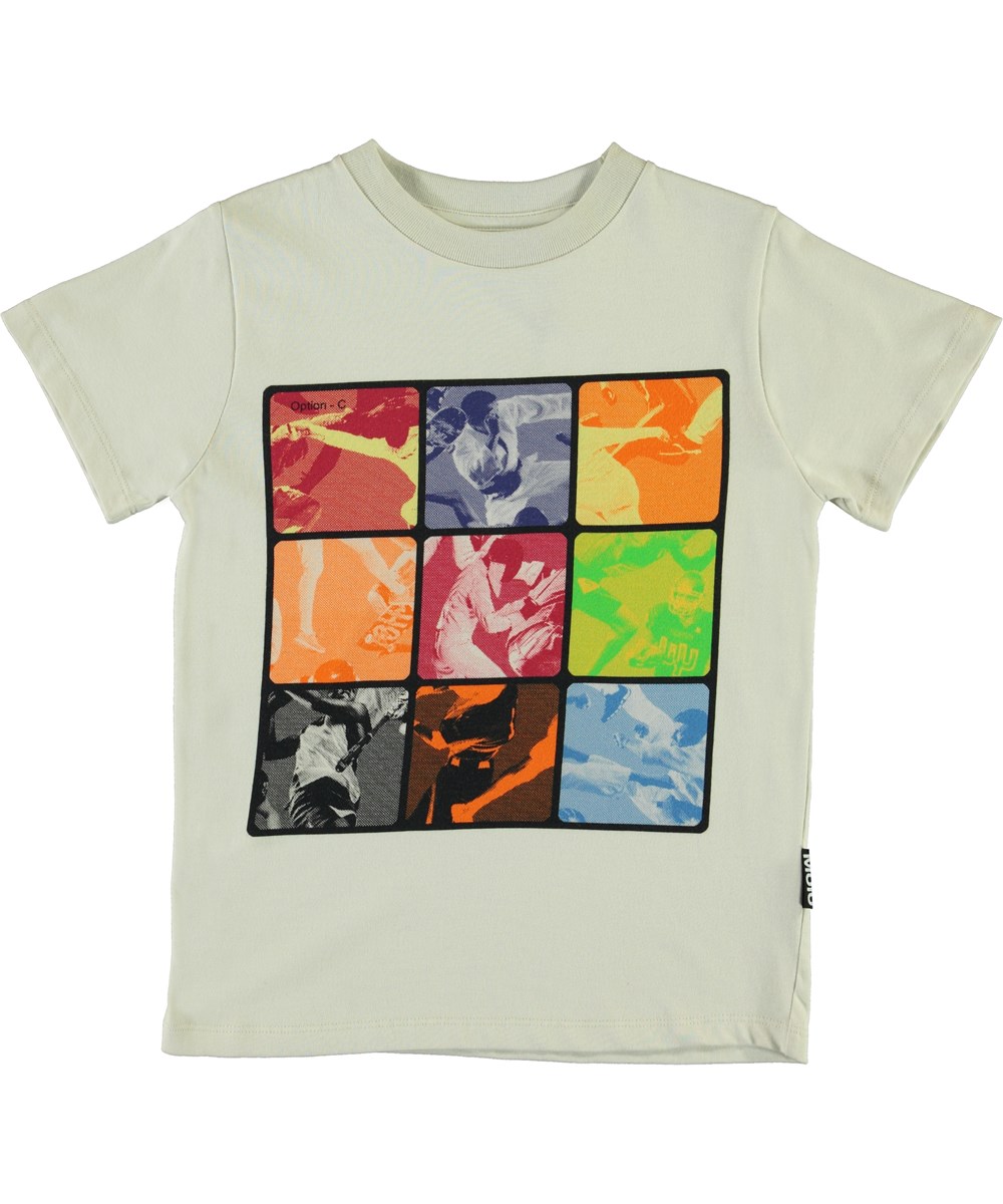 Road - Multi Col_ Athletes - Witte biologische t-shirt met sportprint