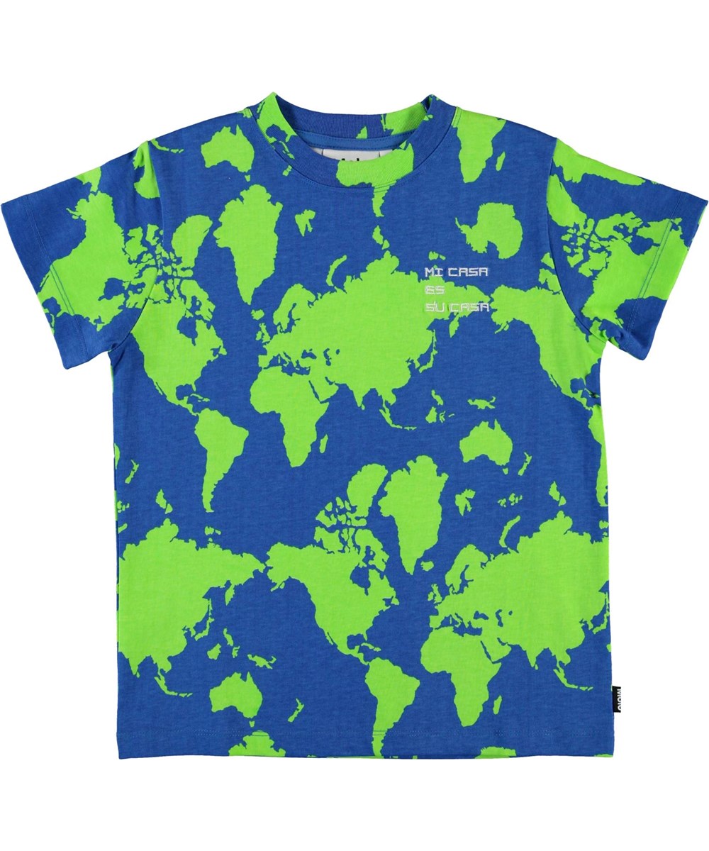 Road - Earth - Biologische t-shirt met de wereldkaart