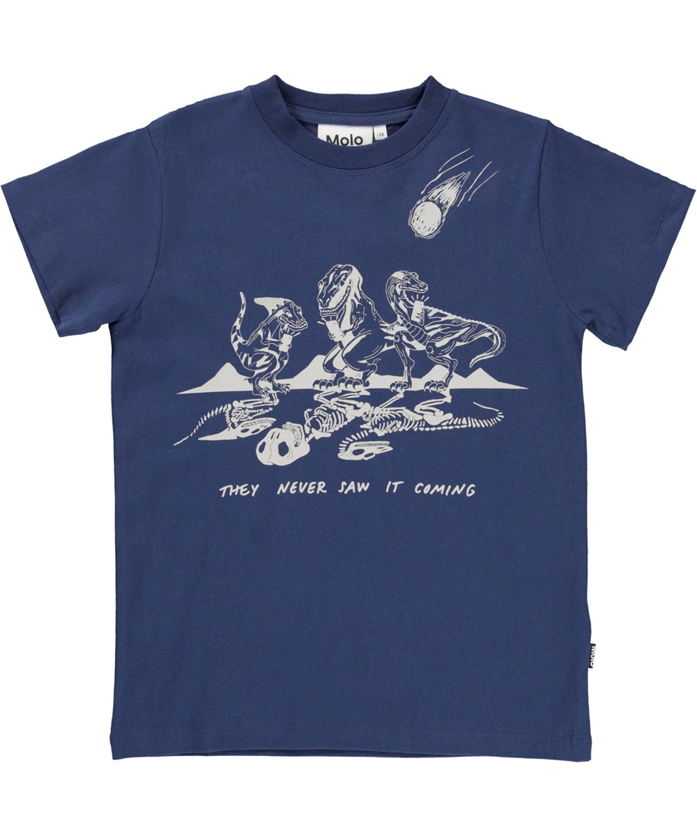 Road - Sailor - Blauwe t-shirt met een dinosaurusprint
