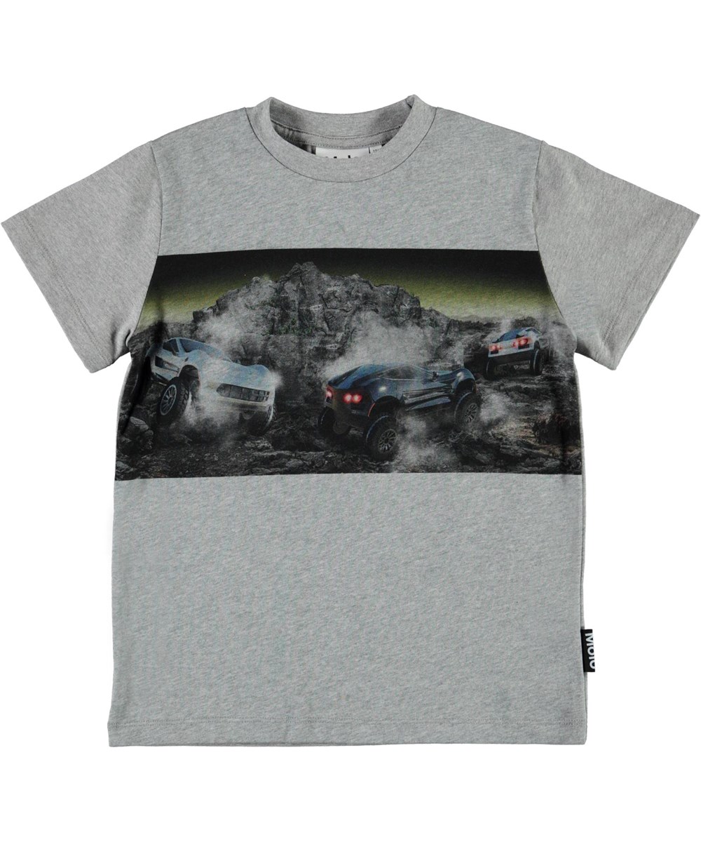 Road - Terrain Drive - Grijze biologische t-shirt met auto’s