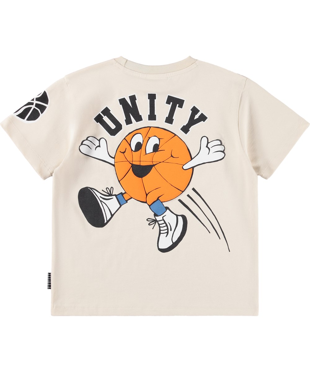Rodney - Basket Mascots - Beige kinder T-shirt gemaakt van biologisch katoen