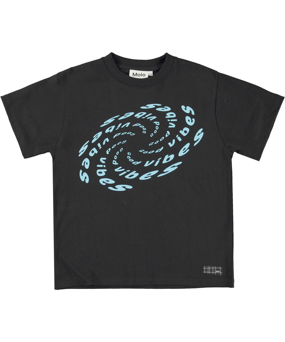 Rodney - Good Vibes - Zwarte biologische t-shirt met Good Vibes